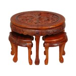 Asian Coffee Table with Stools