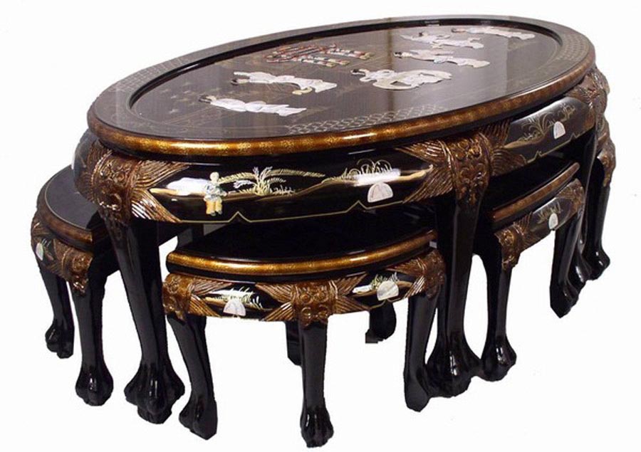 Chinese Coffee Table with Stools