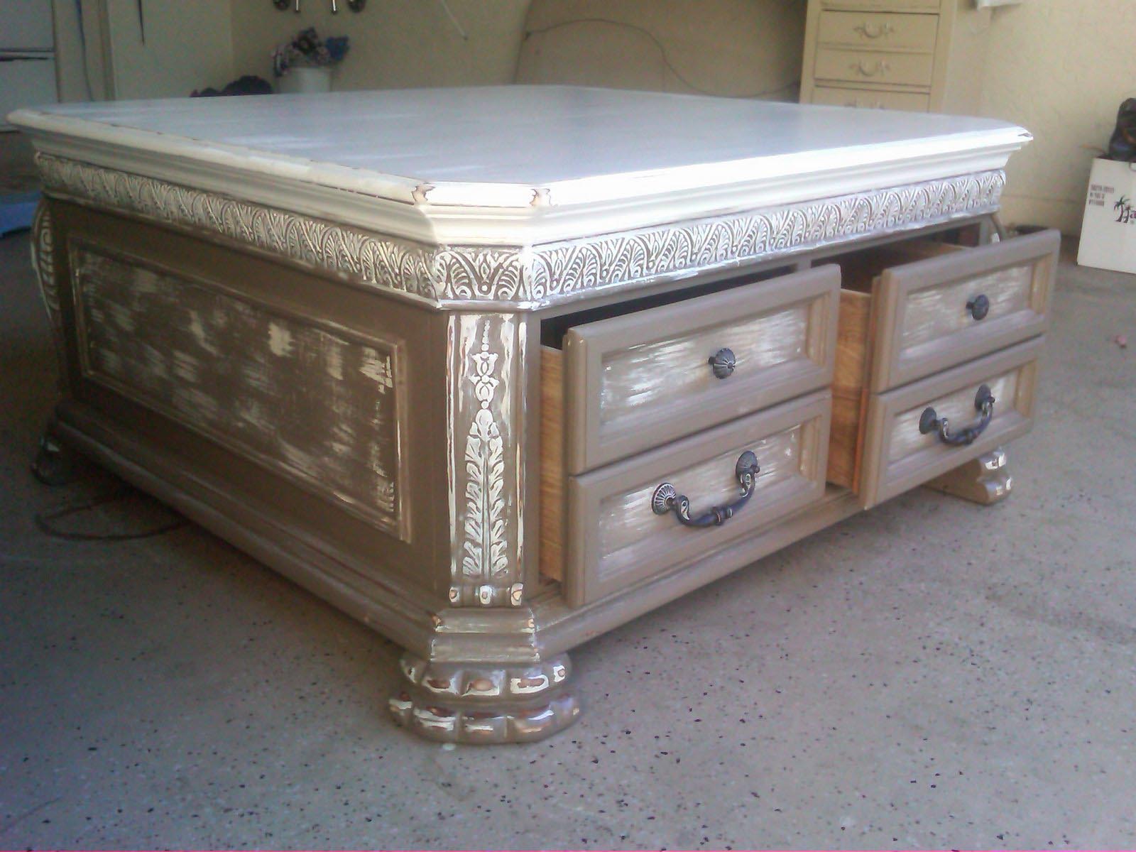 Cream Distressed Coffee Table