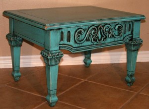 Distressed Turquoise Coffee Table