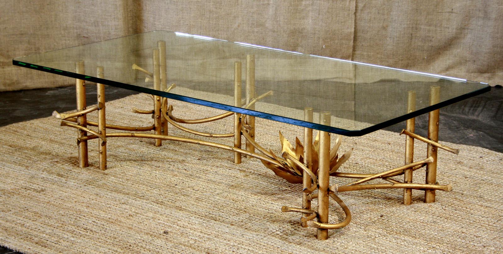 Bamboo and Glass Coffee Table