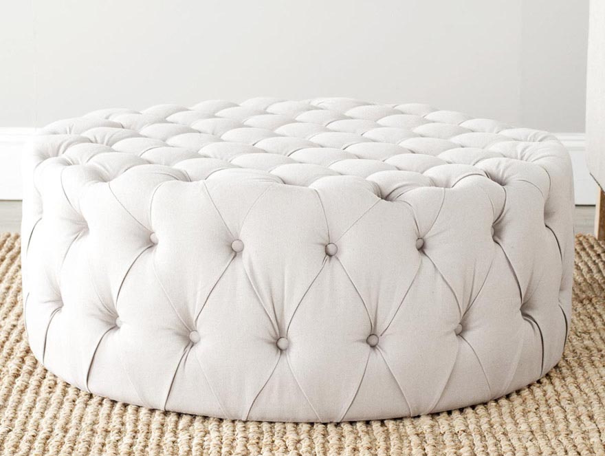 Round Ottoman Coffee Table Upholstered