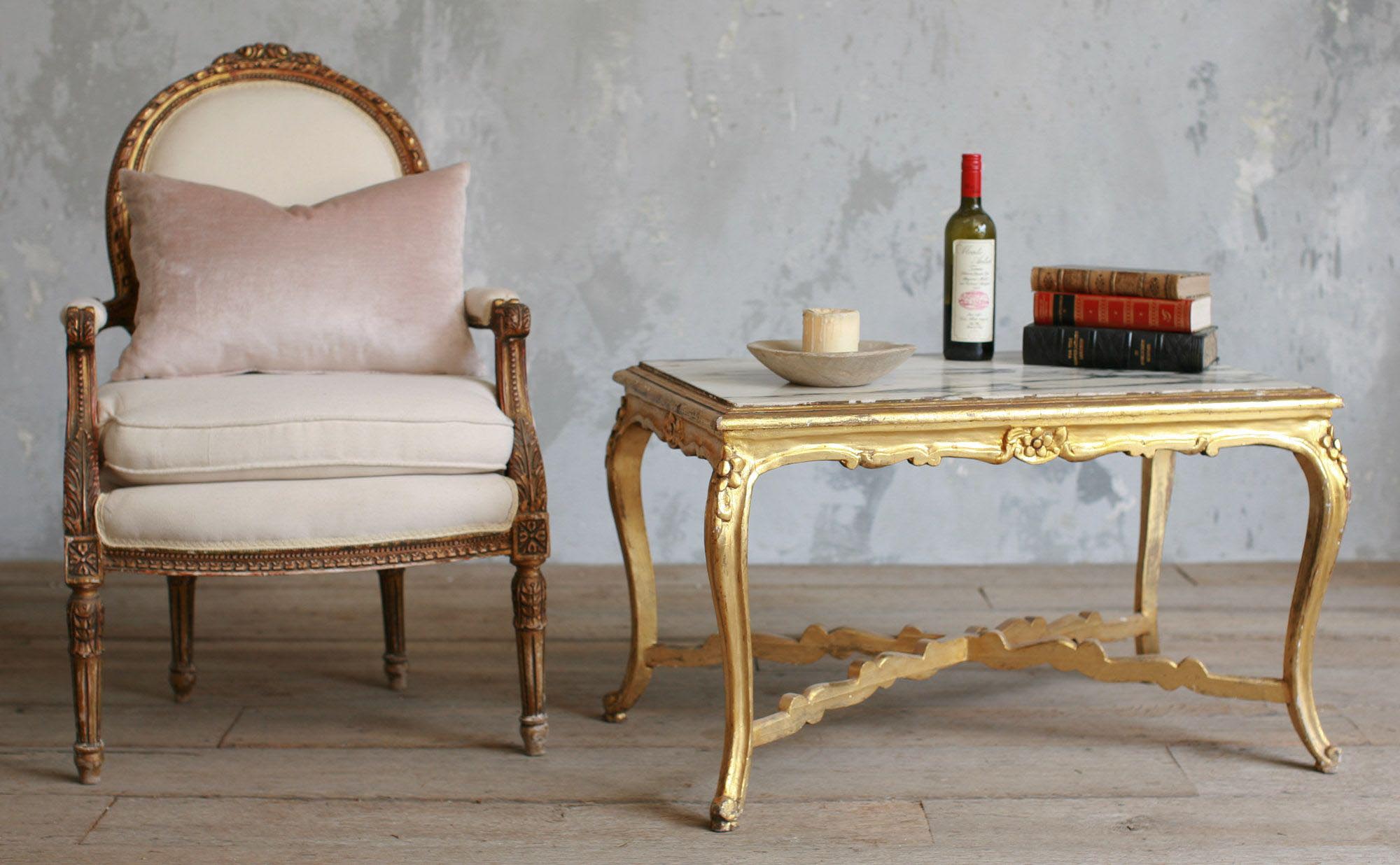 Antique Gold Coffee Tables / Madox Modern Classic Antique Gold Leaf