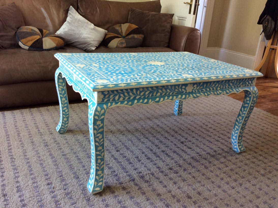 Blue Bone Inlay Coffee Table