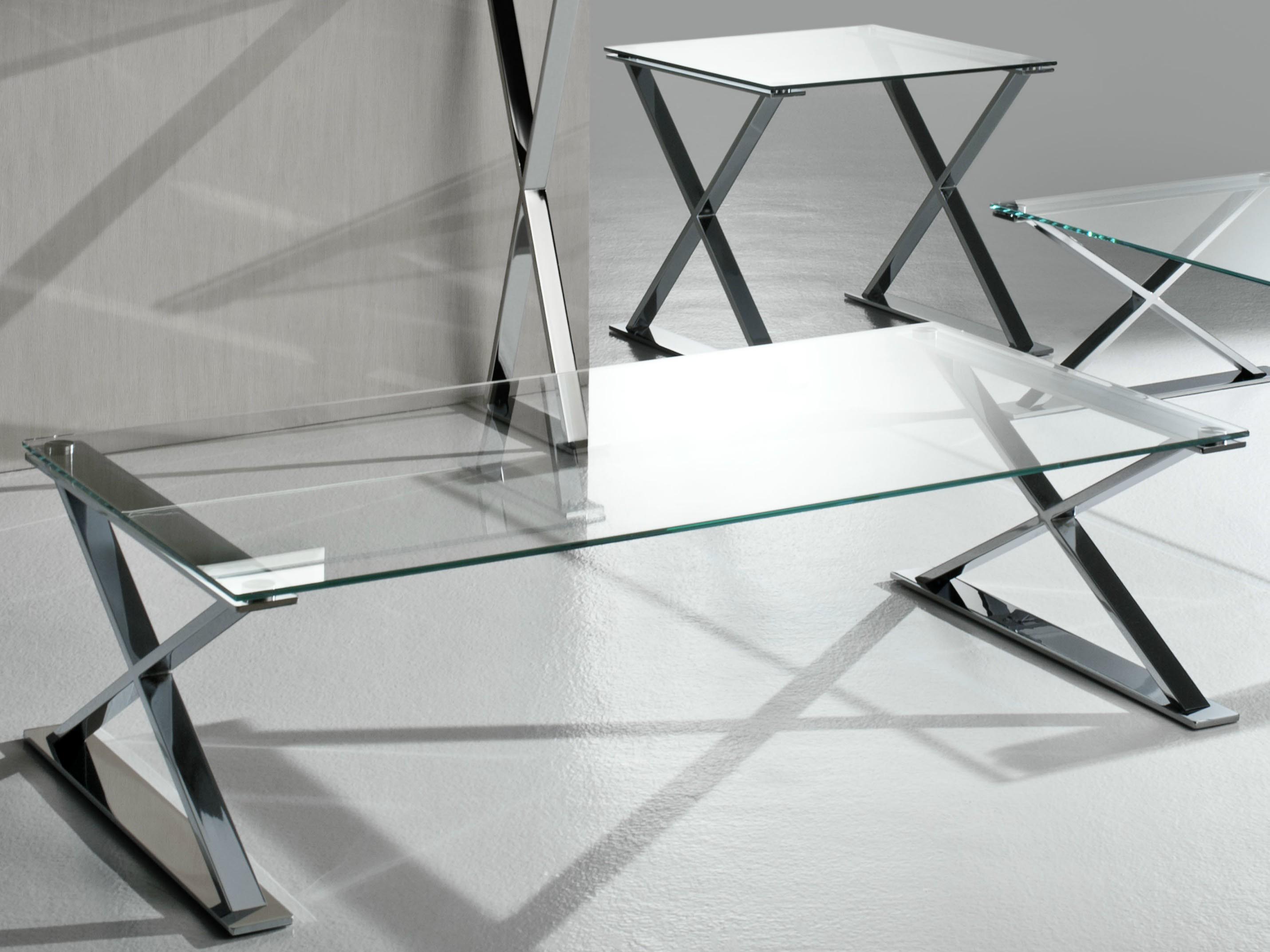 Glass and Stainless Steel Coffee Table