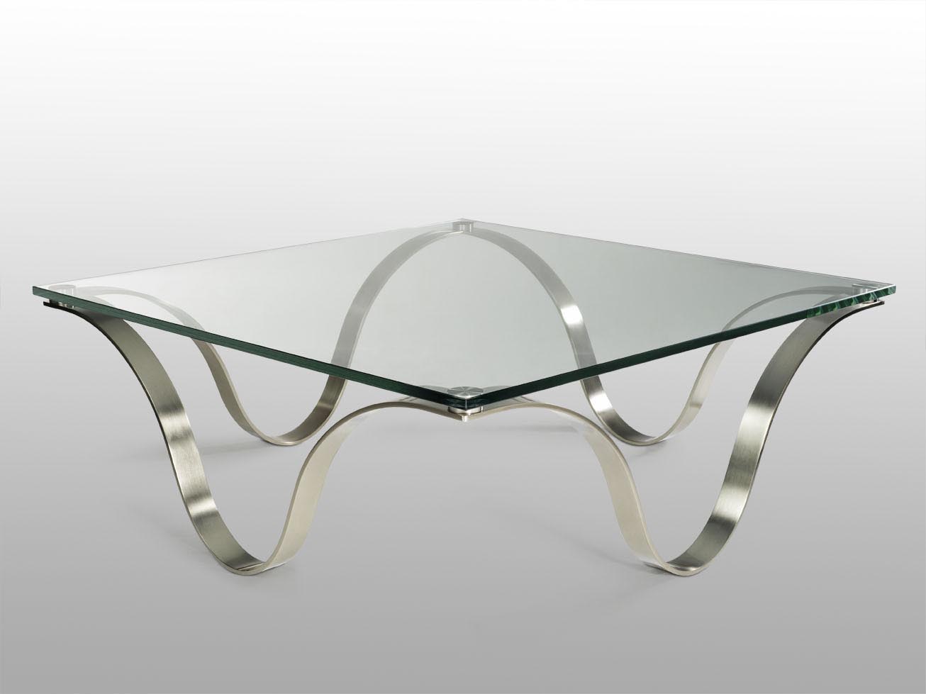 Glass and Steel Coffee Table