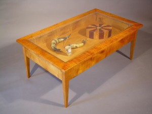 Glass Top Display Coffee Table with Drawers