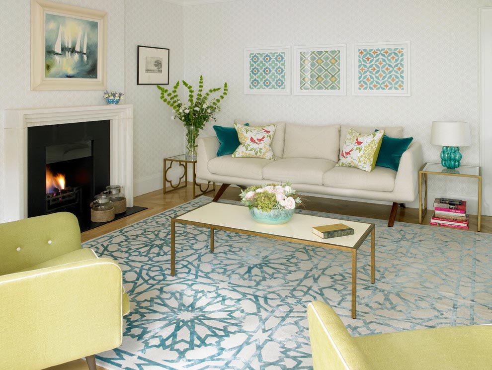 living room with gold coffee table