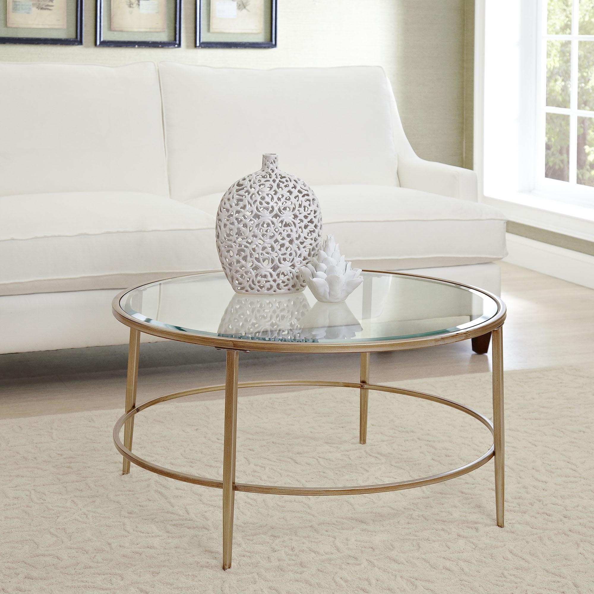 Gold Metal and Glass Coffee Table