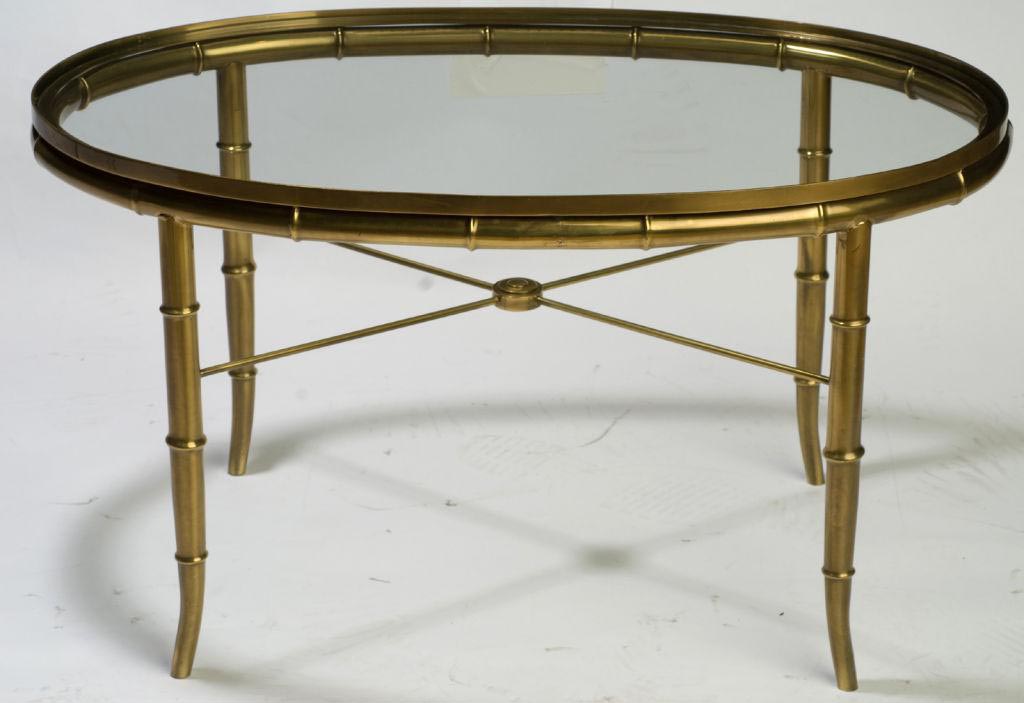 Gold Oval Glass Coffee Table