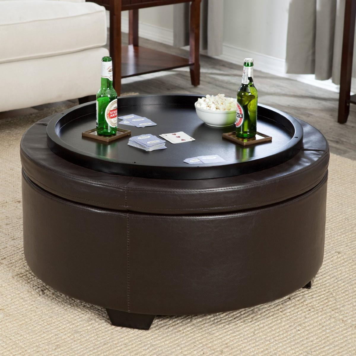 Leather Storage Ottoman Coffee Table | Coffee Table Design Ideas