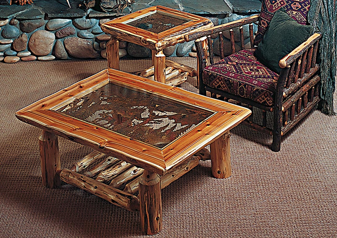 Log End Tables and Coffee Tables