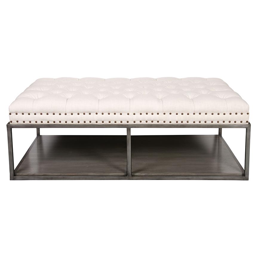 Rectangular Leather Ottoman Coffee Table