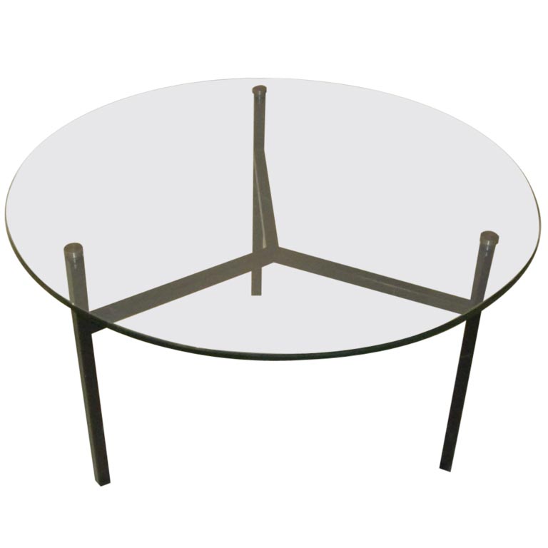 Round Glass Coffee Table Metal Base