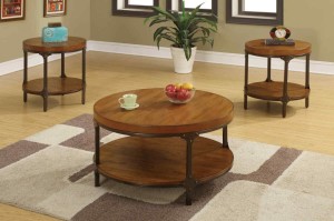 light wood circle coffee table